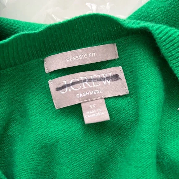 J. Crew Cashmere Classic-fit Crewneck Sweater Vibrant Emerald Green - Picture 4 of 5